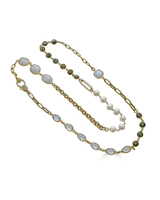 Loni Paul Jewelry Metallic Moonstone, Labradorite, Crystal & Pearl Necklace
