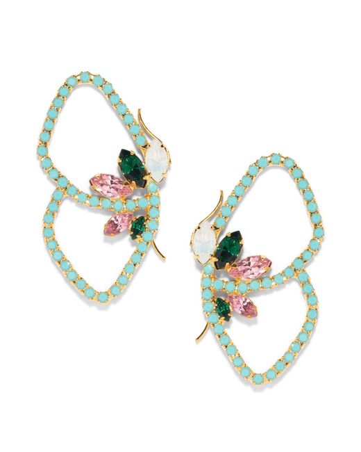 The Pink Reef Metallic Flight Rhinestone Earrings