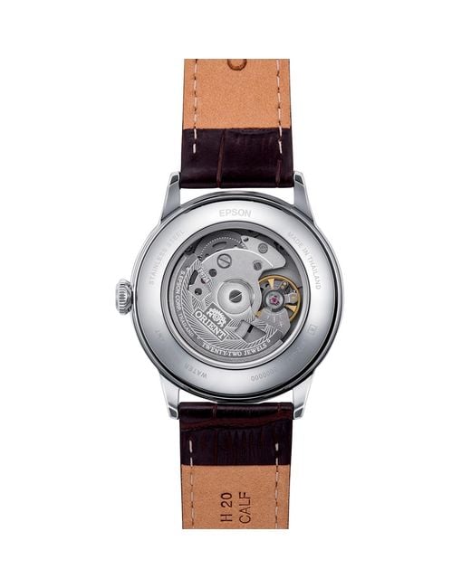ORIENT WATCHES Metallic Neutrals Orient Bambino Classic Cream Dial Stainless Steel Case Leather Strap Watch for men