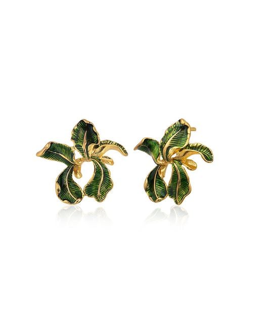 Milou Jewelry Green Fleur De Lis Earrings