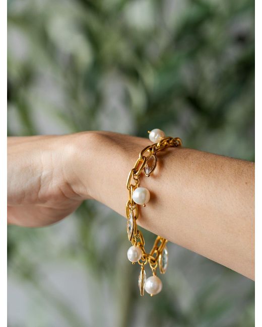 Loni Paul Jewelry Metallic Marquise & Pearl Bracelet