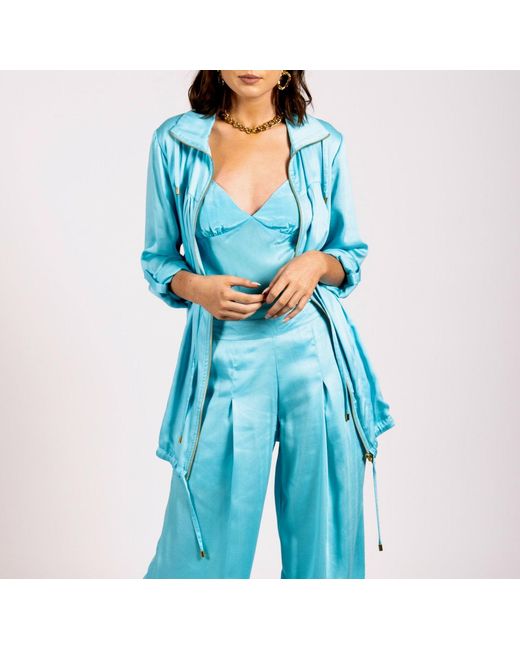 Why Mary Blue Aqua Lightweight Parker Jacket