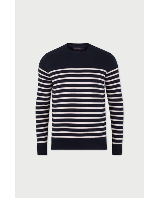 Paul James Knitwear Blue Lightweight Cotton Allen Striped Breton Sweater for men