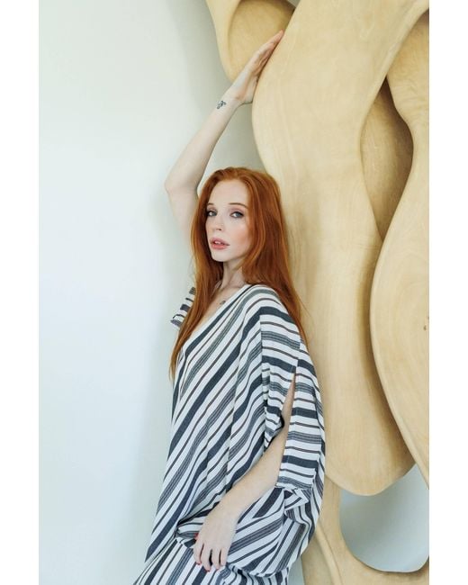 Jennafer Grace White Cooper Stripe Caftan
