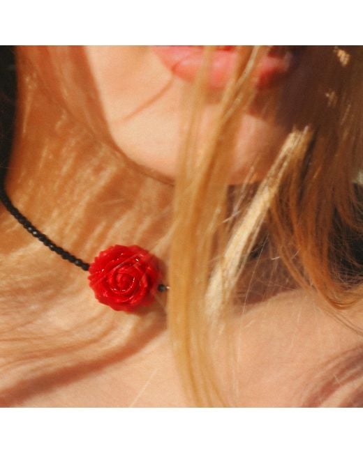 Mineralgems•Studio Red Mini Onyx Choker With Rose