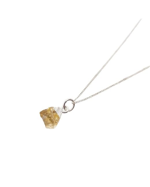 Harfi Metallic Sterling Raw Citrine November Birthstone Necklace
