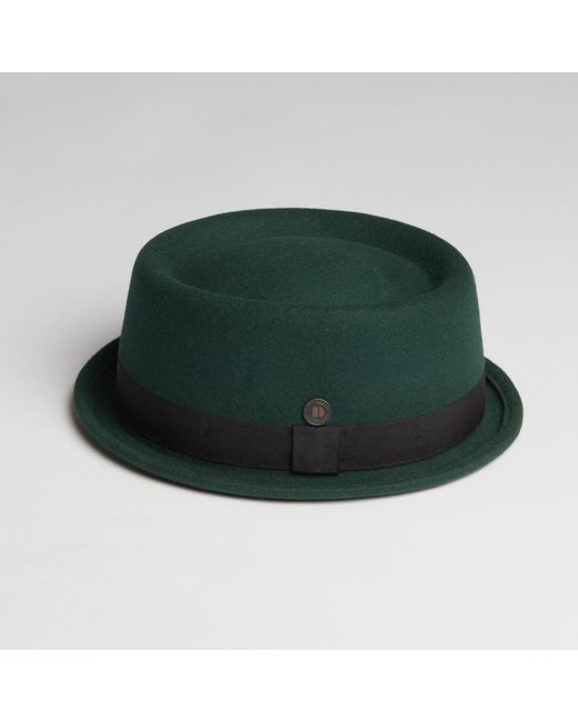 Dasmarca Hats Green Jack Pine Felt Skimpy Brim Short Brim Rude Boy Mod Style Porkpie Hat for men