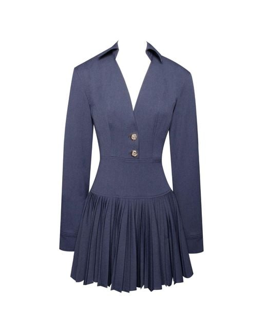 Miss Circle New York Blue Valarie Denim Style Pleated Mini Dress