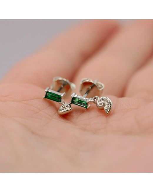 Cier Green Nautilus Stud Earrings