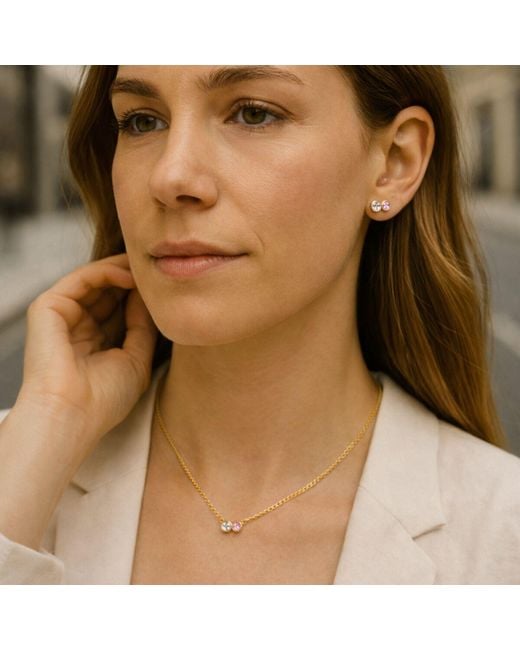 Lily Flo Jewellery Pink Aurora Sapphire Solitaire Necklace