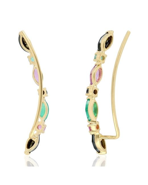 Artisan Green Multi-Gemstone Ear Jacket Earrings