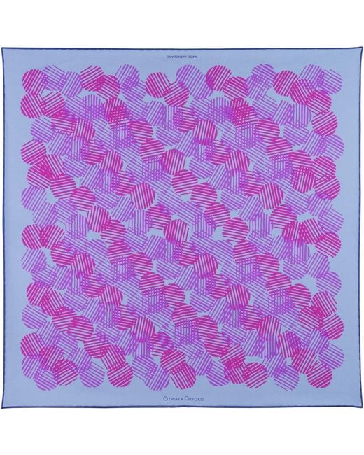 Otway & Orford Purple 'Dot Dash' Silk Pocket Square for men
