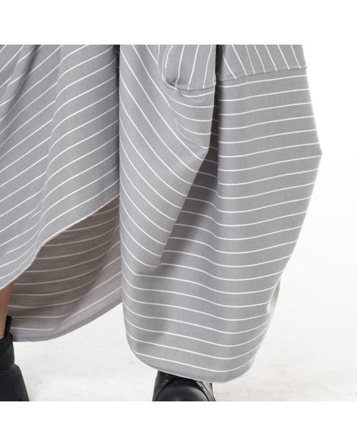 Metamorph Gray Asymmetric Striped Denim Skirt