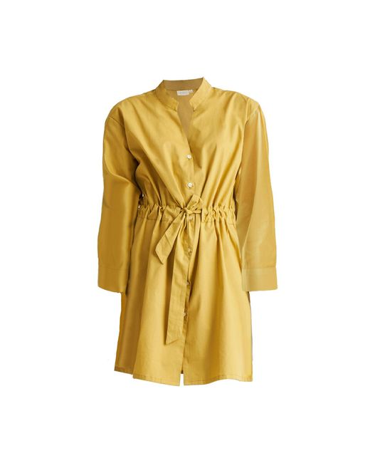 REISTOR Yellow Short Tie Waist Dress