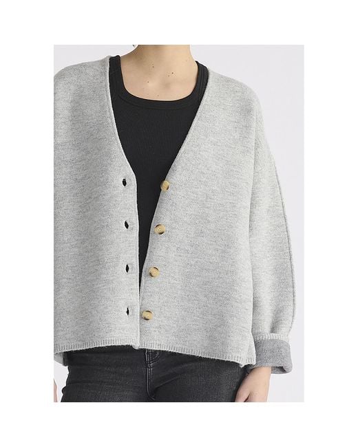 Paisie Gray Two-Tone Cardigan