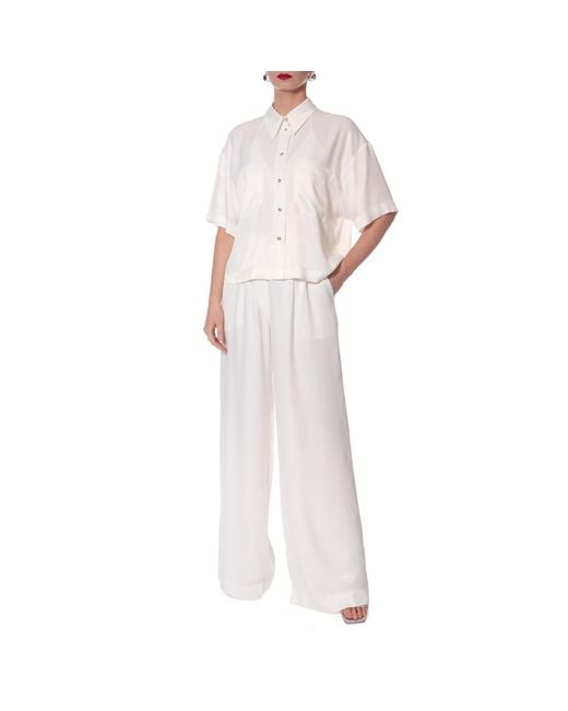 AGGI by HALEWSKI White Olivia Bright Wide Trousers