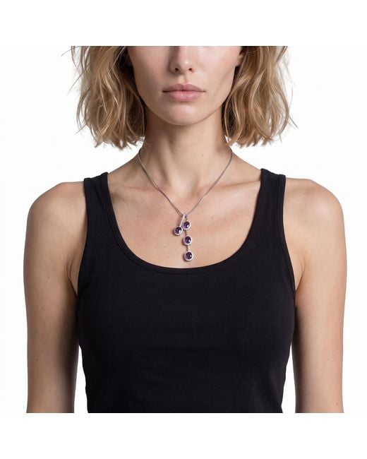 Modenaire Metallic Amethyst Sunflower Crystal Pendant Necklace