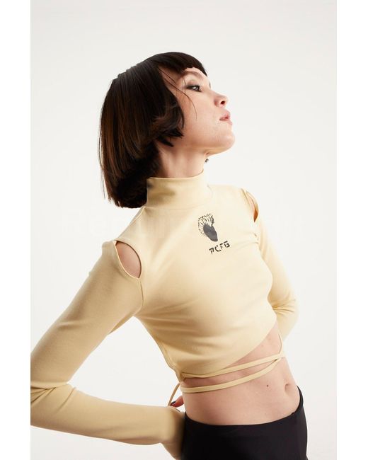 Pcfg Natural Neutrals Long Sleeve Crop Top