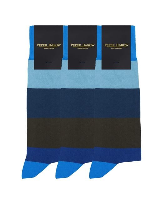 Peper Harow - Made in England Blue Groomsmen's Socks Bundle for men