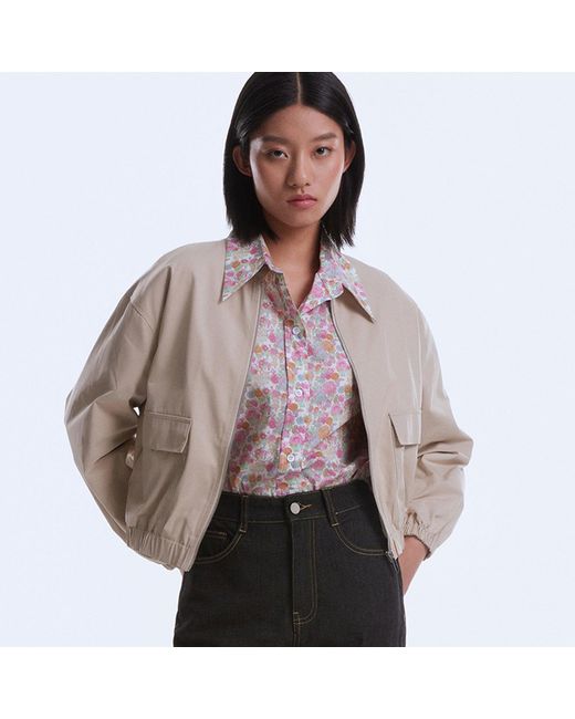 Smart and Joy Natural Neutrals Minimlalist Short Bomber Jacket
