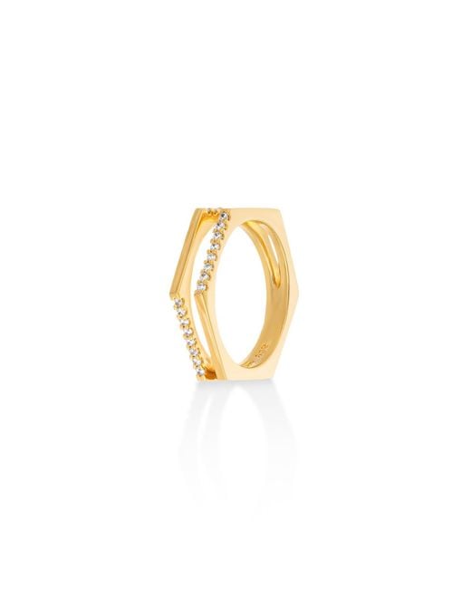 Shabella Nyc Metallic Dual Rectangular Ring