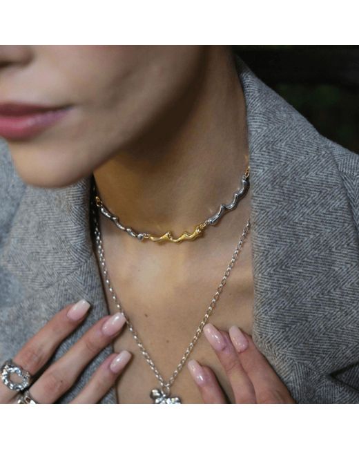 LINYA JEWELLERY Metallic Dery Double Color Drop Necklace Choker