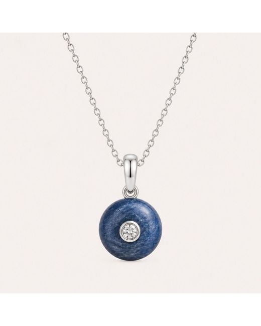 Lily Flo Jewellery Blue Kyanite Diamond Pendant Necklace