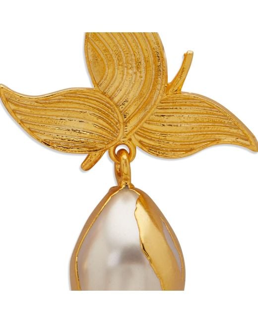 Dhwani Bansal Metallic Zooni Earrings With Baroque Pearls