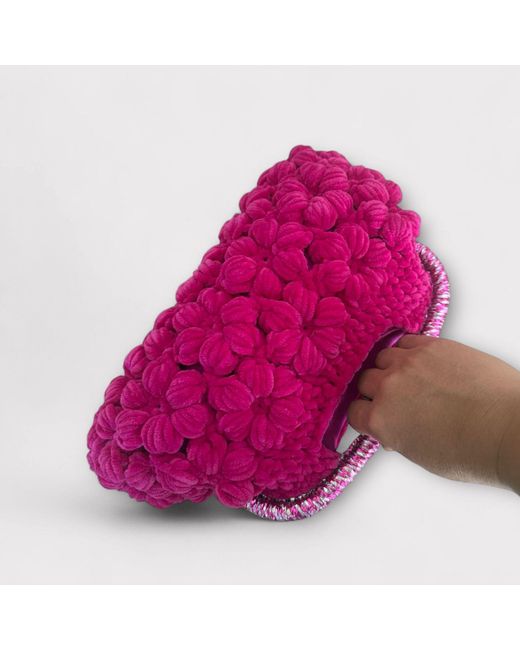Springmoonatelier Purple Handmade Fuchsia Velvet Crochet Designer Bag – A Unique And Statement-Made Piece