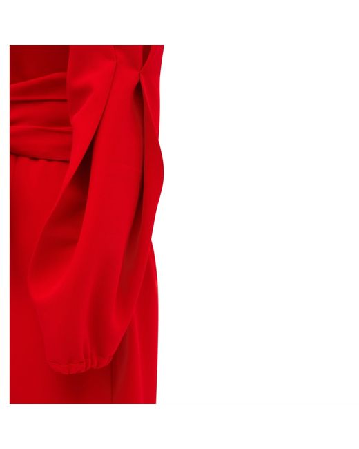 Julia Allert Red Designer Fitted Midi Dress With Belt