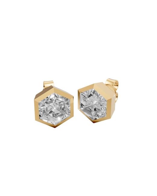 Aya Fine Jewelry Yellow Minimalist Hexagon Lab Diamond Earrings