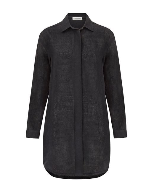 The Summer Edit Black Charley Luxe Linen Shirt Dress