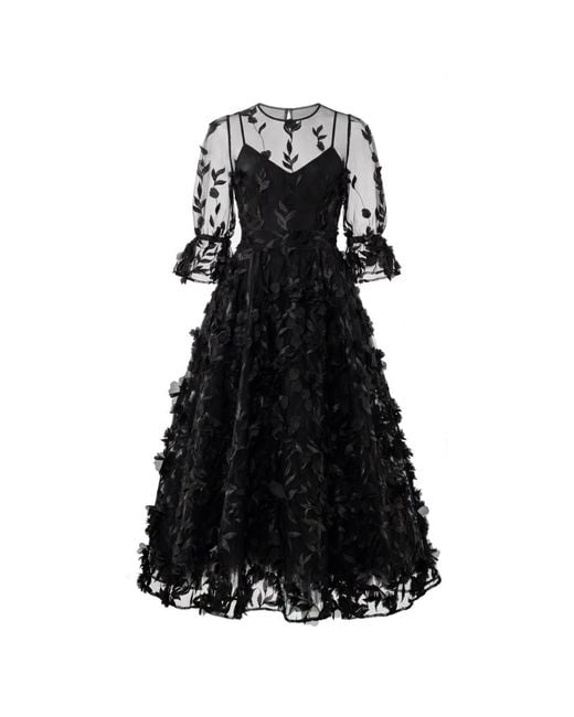 MATSOUR'I Black Cocktail Dress Franceska Midi