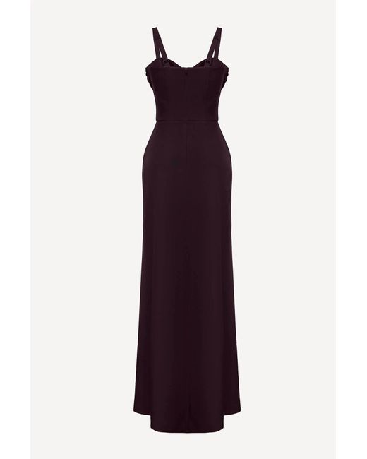 POST MERIDIEM Purple Chocolate Maxi Dress With Gathered Bodice