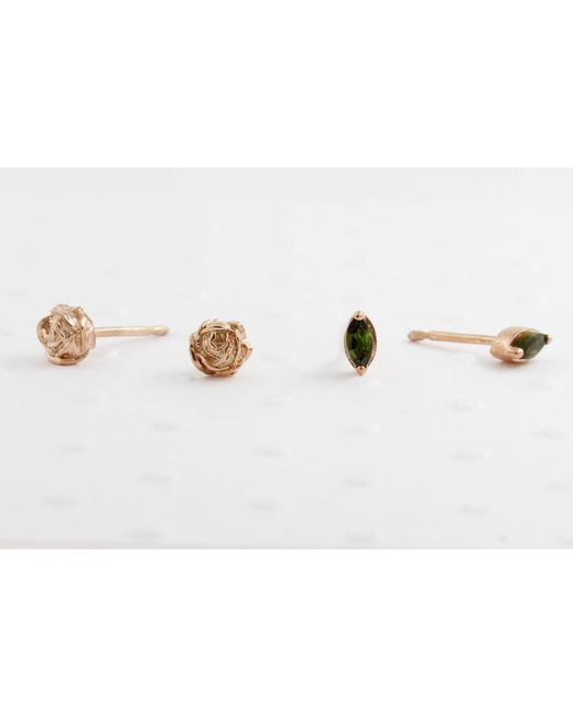 Lee Renee Green Tourmaline Leaf Stud Earrings
