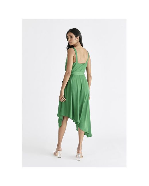 Paisie Green Cowl Neck Dress In