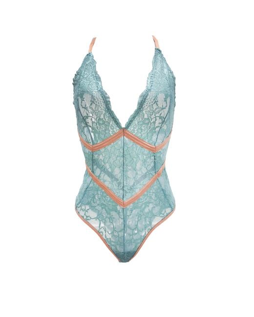 Carol Coelho Blue Humantay Vintage Lace Stretch Bodysuit