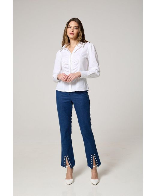 K-Win London White Classic Ruched Shirt