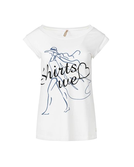 Conquista White Printed Short Sleeve Top