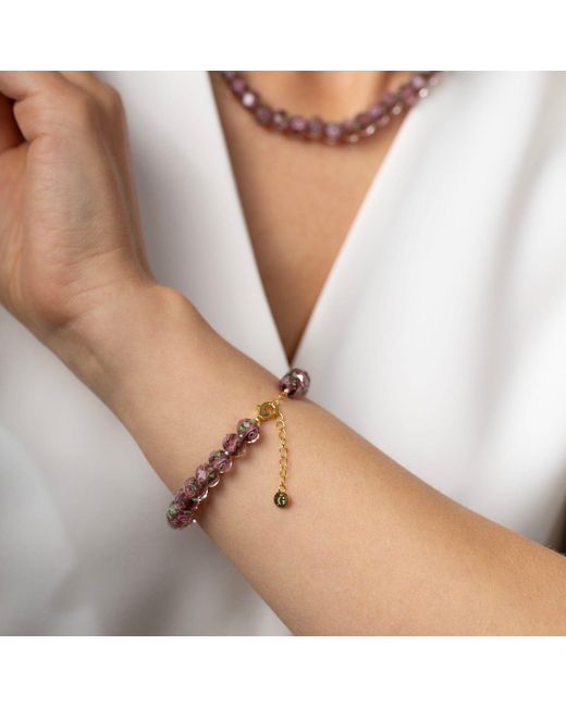 Gold Trip Metallic Autumn Rose Glass Beaded Bracelet