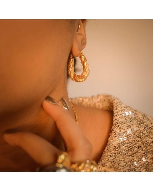 Superdivajewellery Metallic Croissant Hoop Earrings
