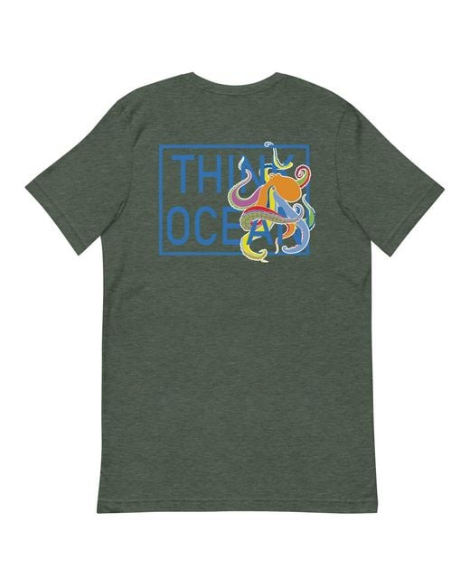 Anchor and Crew Green Forest Think Ocean Octopus Fluorescence Cotton Embroidered T-Shirt