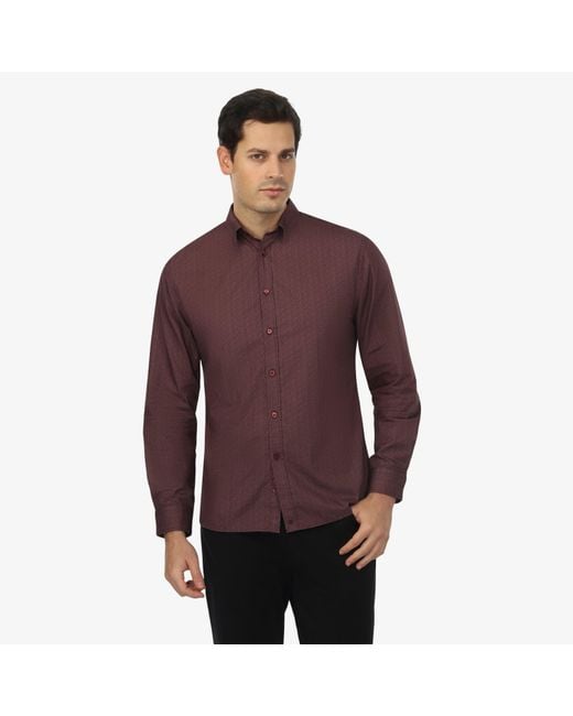 Vustra Purple Maple Grove Print Button-Down Shirt for men