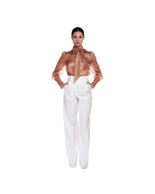 Sofia Tsereteli Brown Organza Nude Blouse