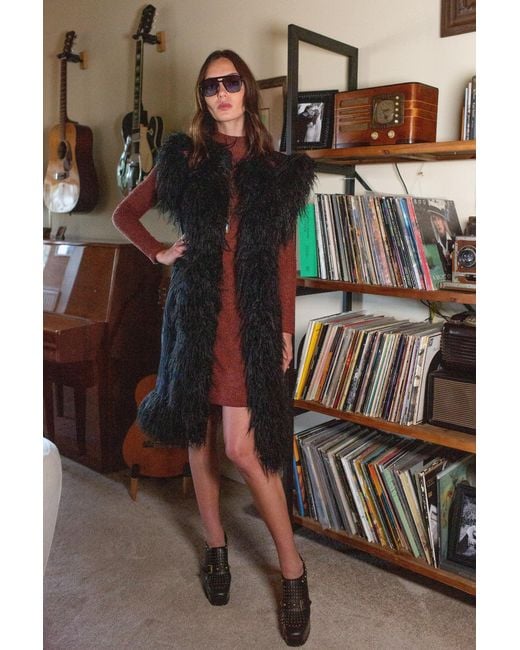 Jennafer Grace Black Zenobia Psyche Faux Fur Trim Vest