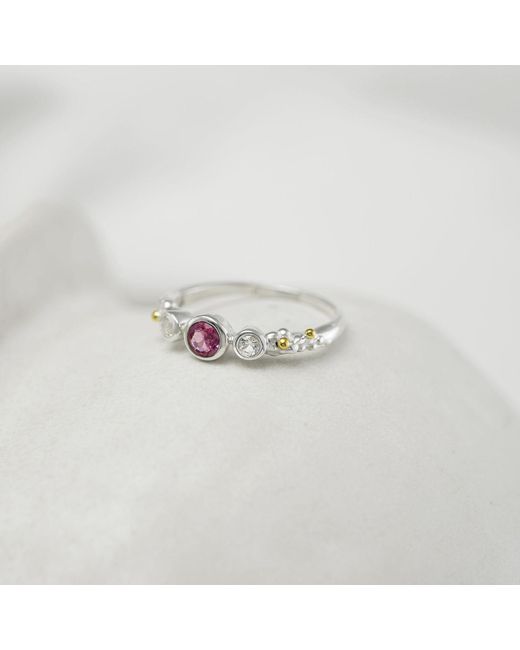 Isla Silver White Topaz & Tourmaline Ring