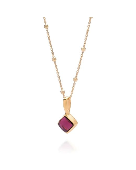 Nellou Jewellery Metallic Garnet Birthstone Necklace – January Diamond Shape