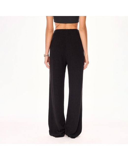Mandragora Black Linen And Viscose High-Waisted Pants With Flowing, Wide Legs -Ora