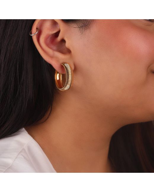 Preeti Sandhu Metallic Ridged Dome Vermeil Hoops