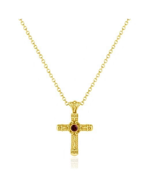 Unaloe Metallic Vermeil Ruby Cross Necklace – Luxury Religious Jewelry